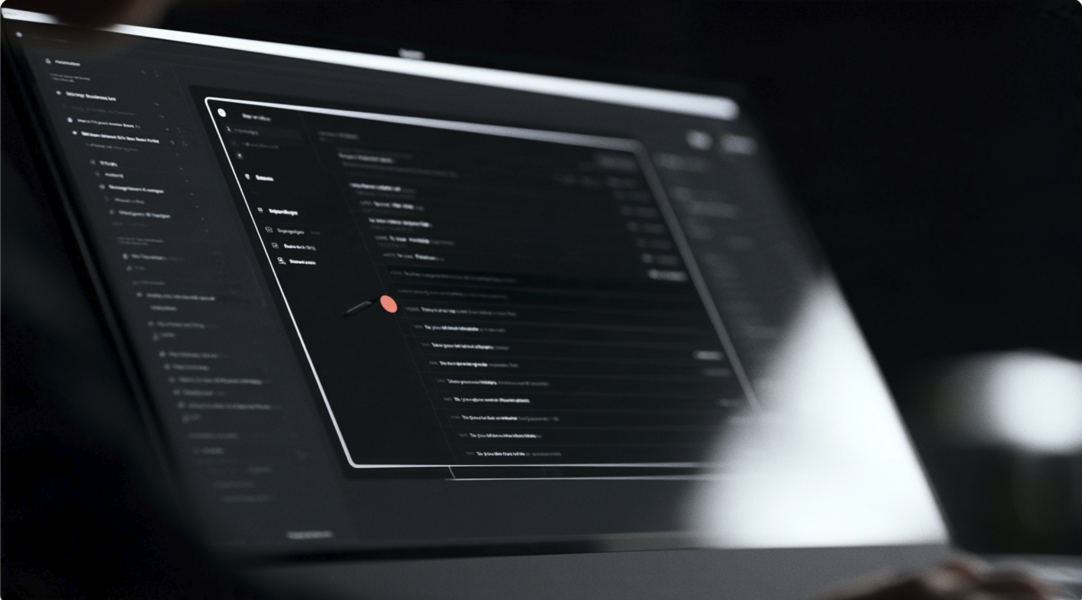 Angled close-up of a dark security workstation